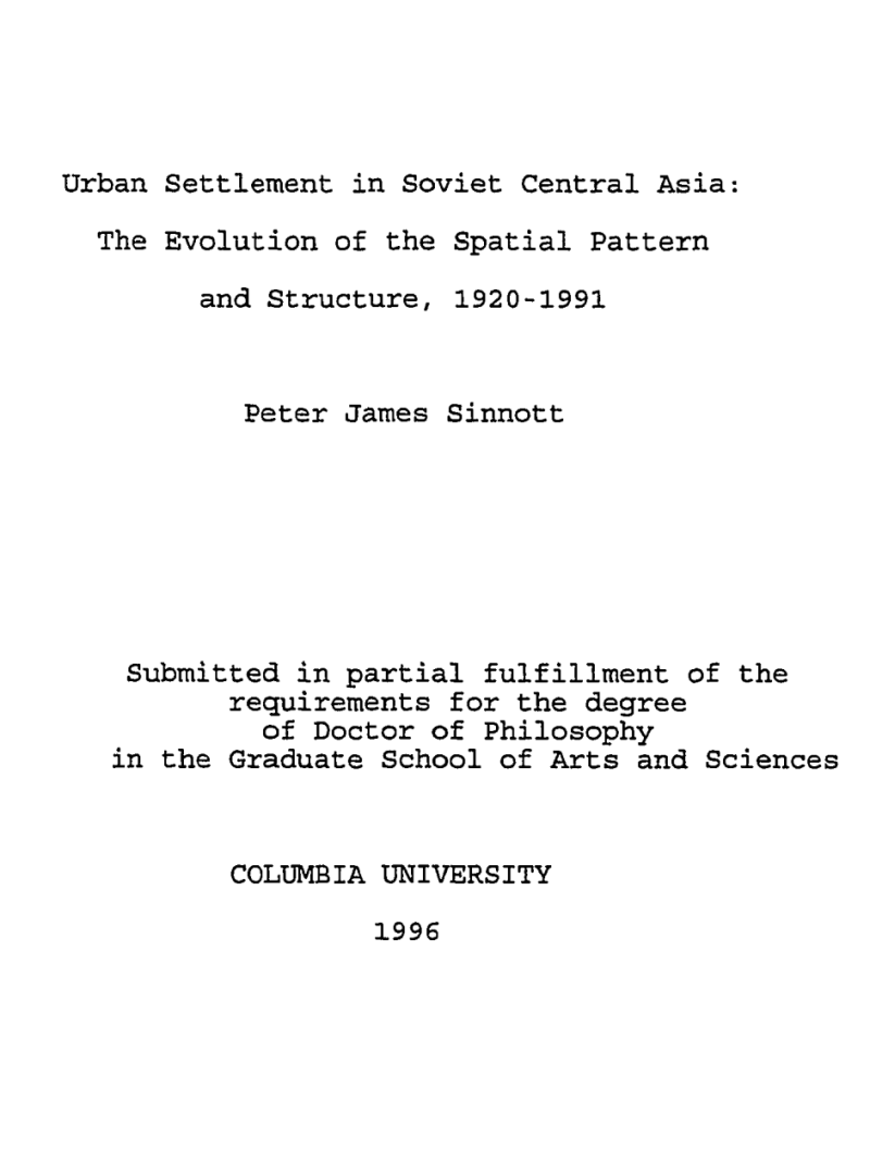 Urban settlement in Soviet Central Asia: The evolution of the spatial pattern and structure, 1920-1991｜苏联中亚地区的城市居住模式：空间模式和结构的演变（1920—1991）